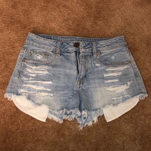 light ripped denim shorts